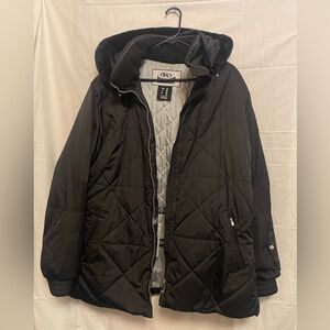 Vintage Marker Women’s Black Hooded Ski Jacket XL